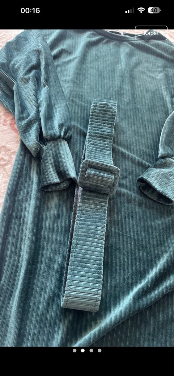 Kemerli Uzun Kollu Kadın Triko Elbise - Görsel 2