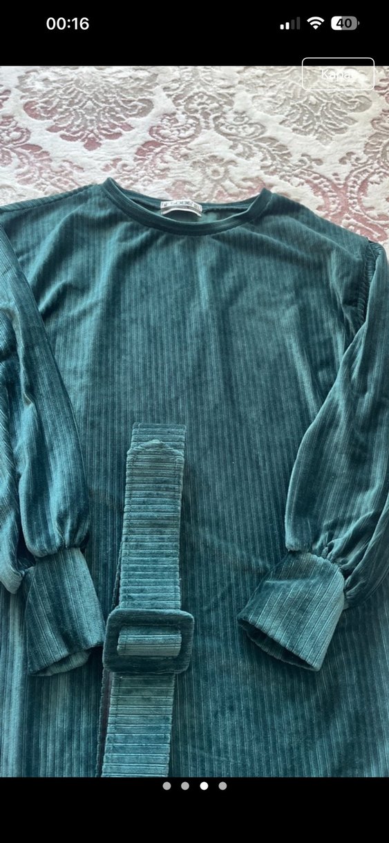 Kemerli Uzun Kollu Kadın Triko Elbise - Görsel 3