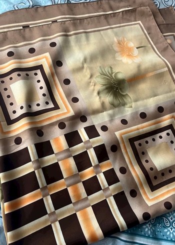 Bohem Tarz Kahverengi Desenli Kadın Fular - Görsel 2