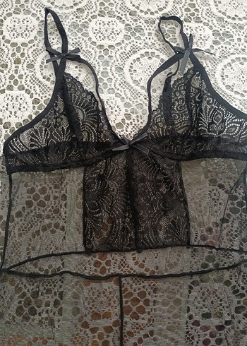 Siyah Strappy Midi Gecelik - Görsel 3