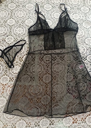 Siyah Strappy Midi Gecelik - Görsel 2