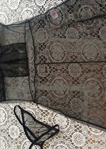 Siyah Strappy Midi Gecelik - Görsel 4