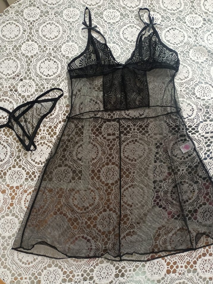 Siyah Strappy Midi Gecelik - Görsel 2