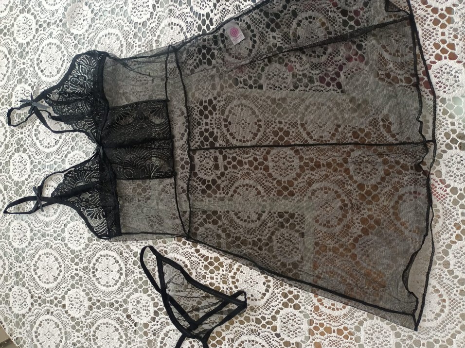 Siyah Strappy Midi Gecelik - Görsel 4