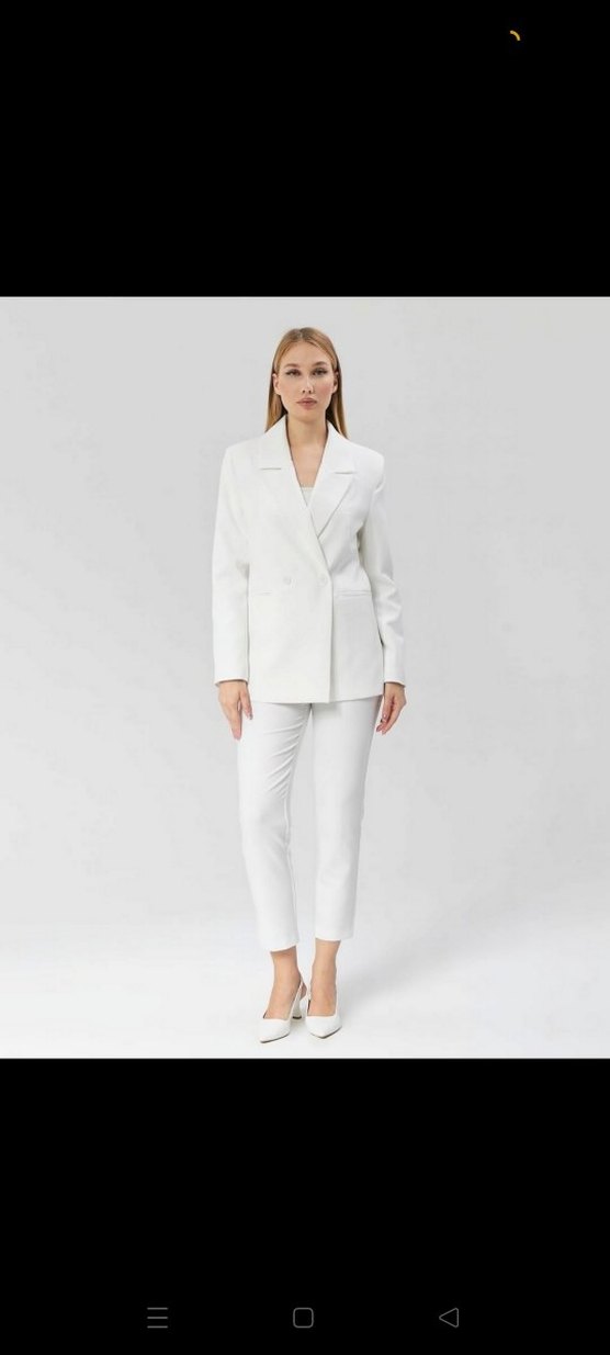Beyaz Kadın Normal Kesim Uzun Kollu Blazer - Görsel 2