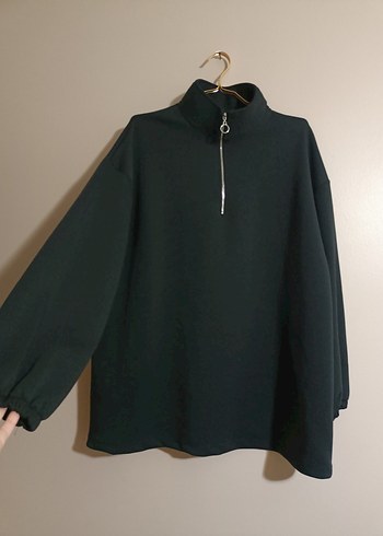 Kadın Siyah Fermuarlı Yarım Boğaz Sweatshirt - Görsel 2