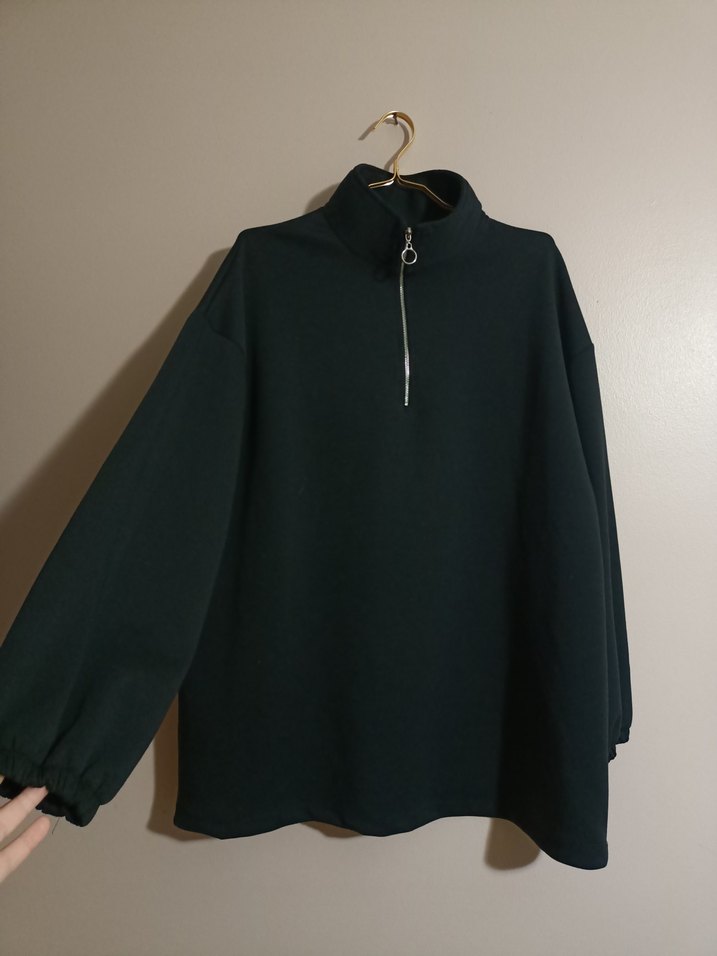 Kadın Siyah Fermuarlı Yarım Boğaz Sweatshirt - Görsel 3