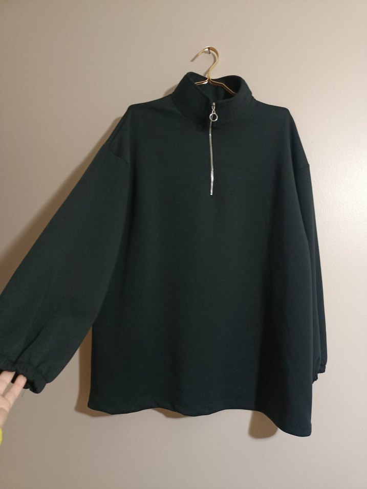 Kadın Siyah Fermuarlı Yarım Boğaz Sweatshirt - Görsel 2