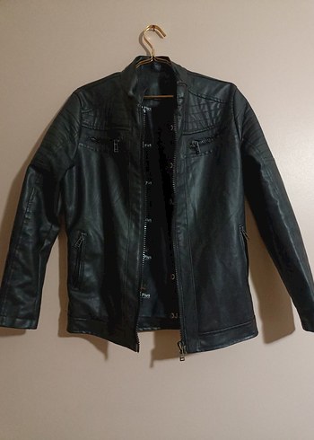 Siyah Erkek Deri Biker Ceket - Görsel 5