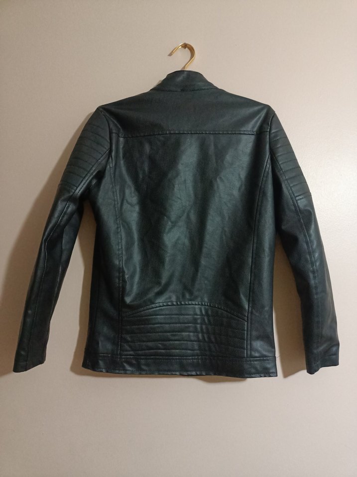 Siyah Erkek Deri Biker Ceket - Görsel 2