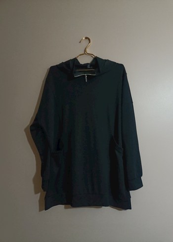 Siyah Yüksek Yakalı Kadın Sweatshirt - Görsel 6