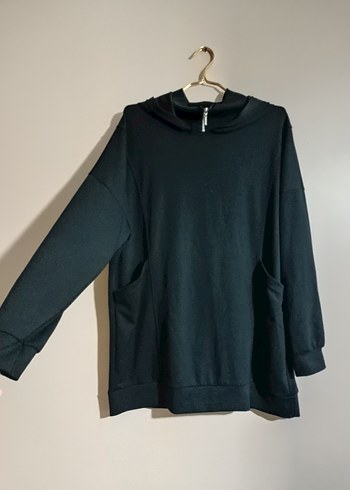 Siyah Yüksek Yakalı Kadın Sweatshirt - Görsel 3