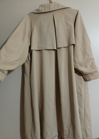 Bej Uzun Düğmeli Kadın Trençkot - Görsel 10