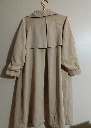 Bej Uzun Düğmeli Kadın Trençkot - Görsel 9