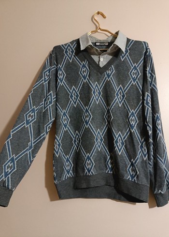 Gri Desenli Erkek Kazak - Görsel 2