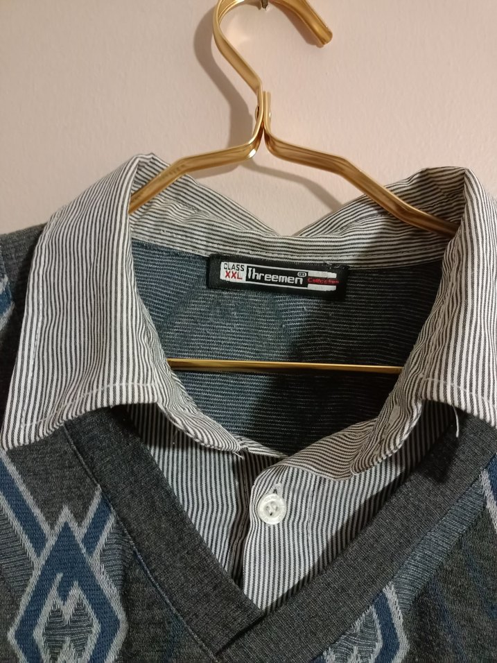 Gri Desenli Erkek Kazak - Görsel 4