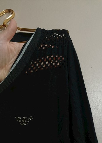 V Yaka Siyah Triko Goth Kadın Kazak - Görsel 5