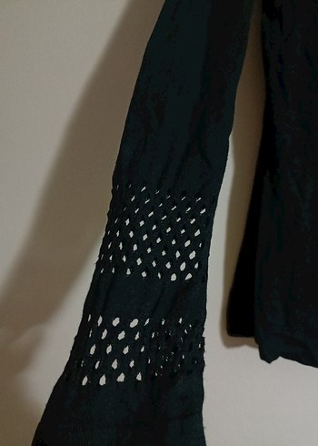 V Yaka Siyah Triko Goth Kadın Kazak - Görsel 2