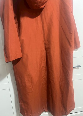 Uzun Kiremit renk yağmurluk ceket - Görsel 4