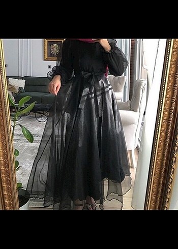 Siyah Uzun Drapeli Gotik Elbise