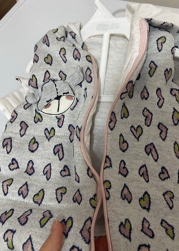 Kız Çocuk Kapüşonlu Pamuklu Fermuarlı Yelek - Görsel 4