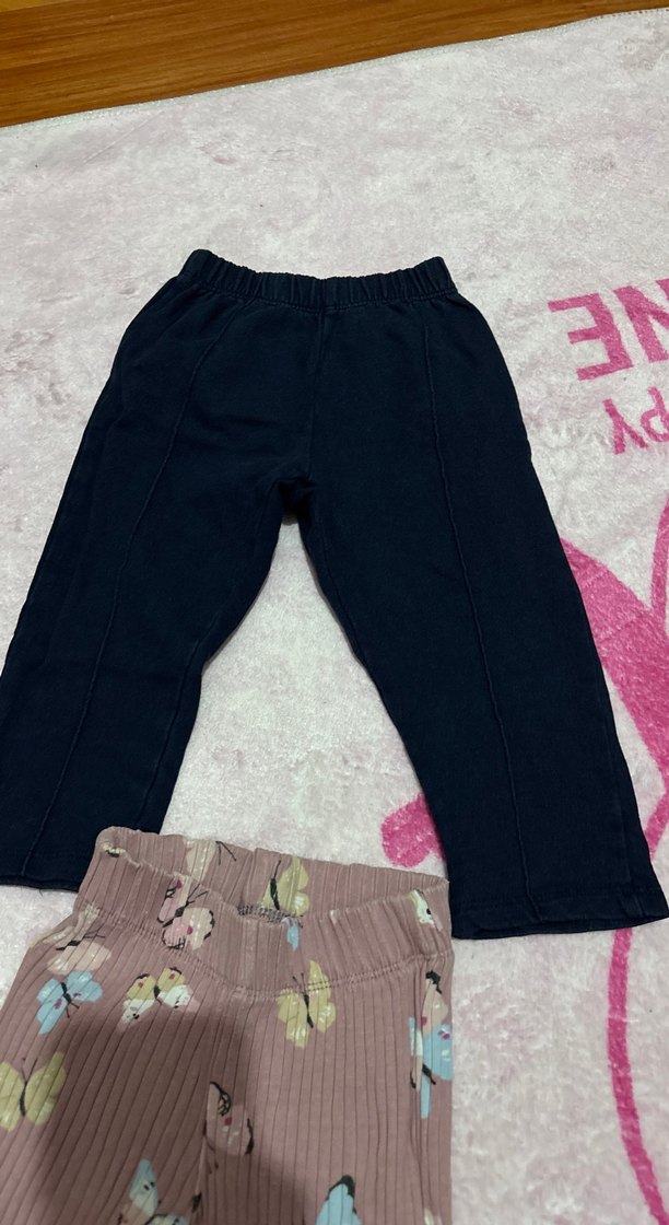 Kız Çocuk Piliseli Kelebek Desenli Triko Tayt - Görsel 2