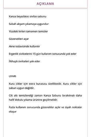 Beden Sivilce ve siyah noktaları bitiren sabun KANZA