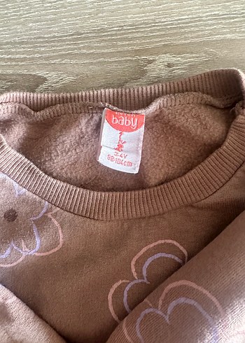 Kız Çocuk Kahverengi Çiçek Desenli Sweatshirt - Görsel 2