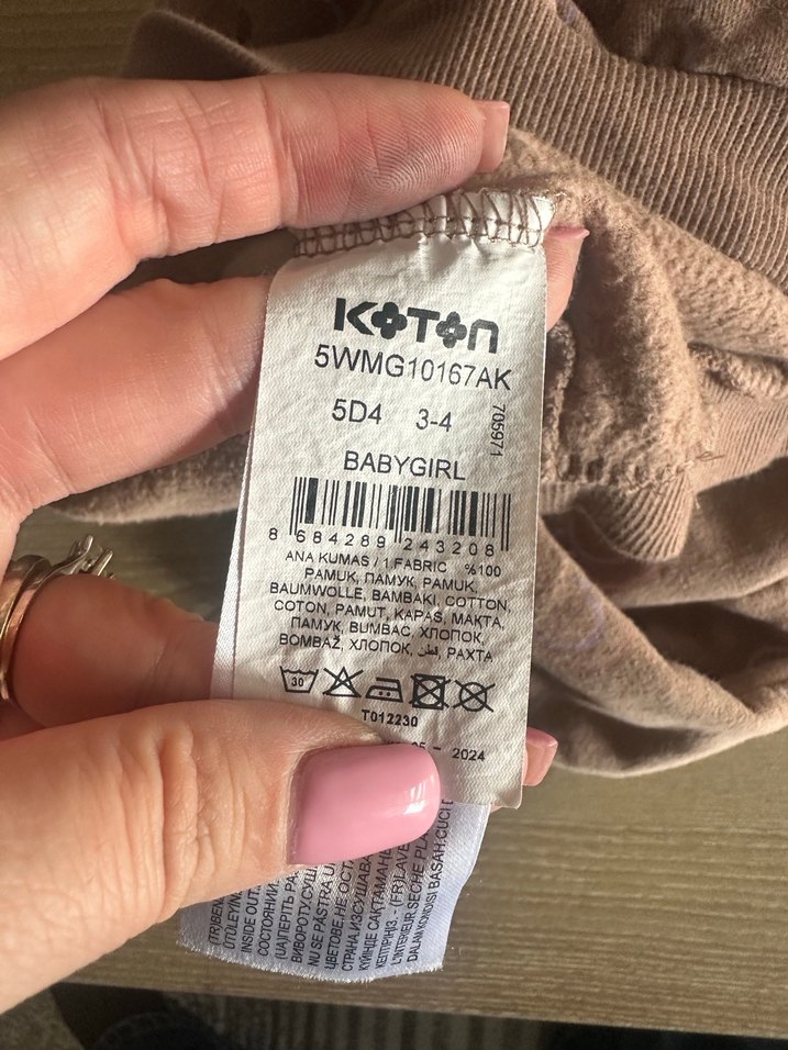 Kız Çocuk Kahverengi Çiçek Desenli Sweatshirt - Görsel 4