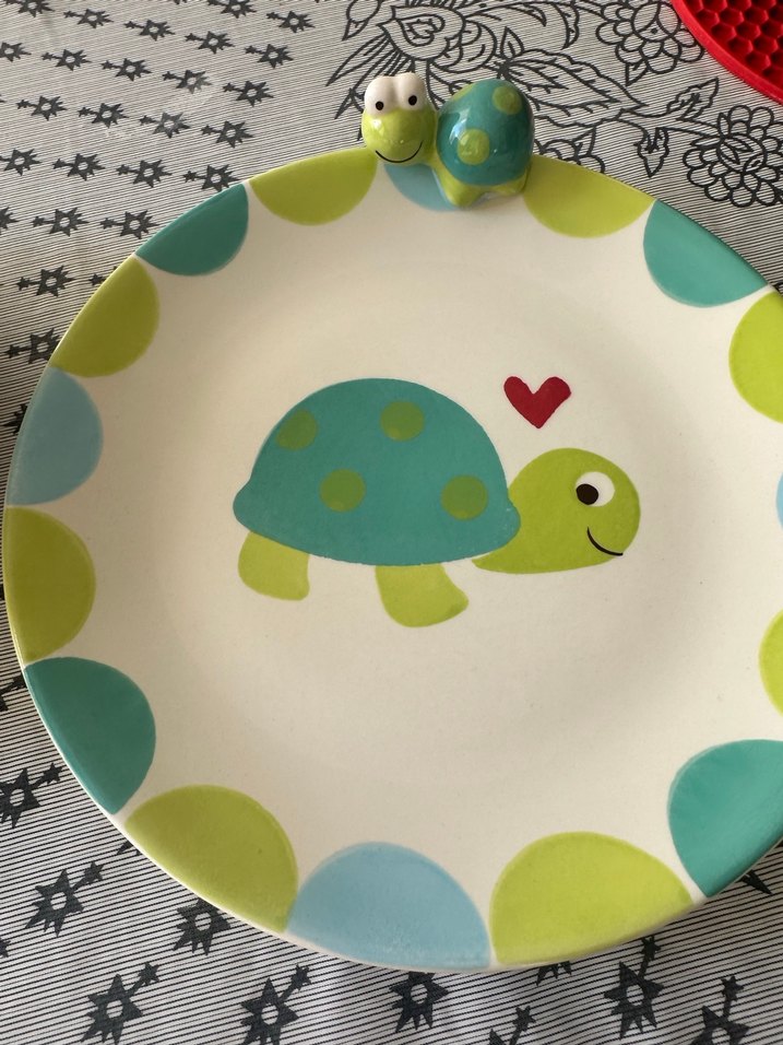 Turkuaz Kaplumbağa Desenli Renkli Çocuk Tabak Seti - Görsel 4