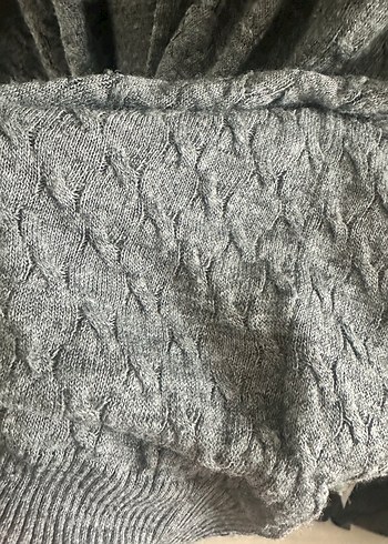 Gri Uzun Örgü Kadın Hırka - Görsel 4