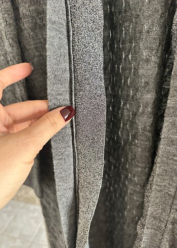 Gri Uzun Örgü Kadın Hırka - Görsel 5