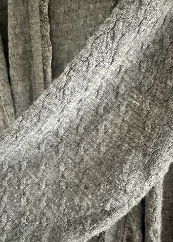 Gri Uzun Örgü Kadın Hırka - Görsel 6