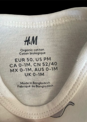 H&M Uzun Kollu Organik Pamuklu 3lü Bebek Body Set - Görsel 4