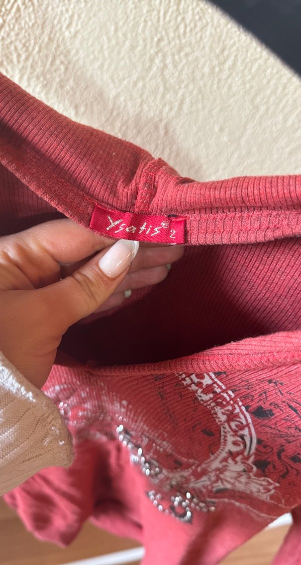 Bordo V Yaka Uzun Kollu Tişört - Görsel 3