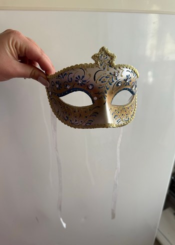 Altın ve Mavi Detaylı Yarı Yüz Maskesi - Görsel 7