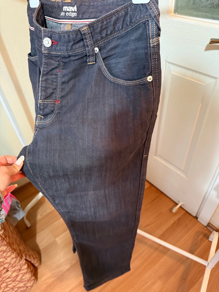 Gri Düğmeli Erkek Denim Pantolon - Görsel 4