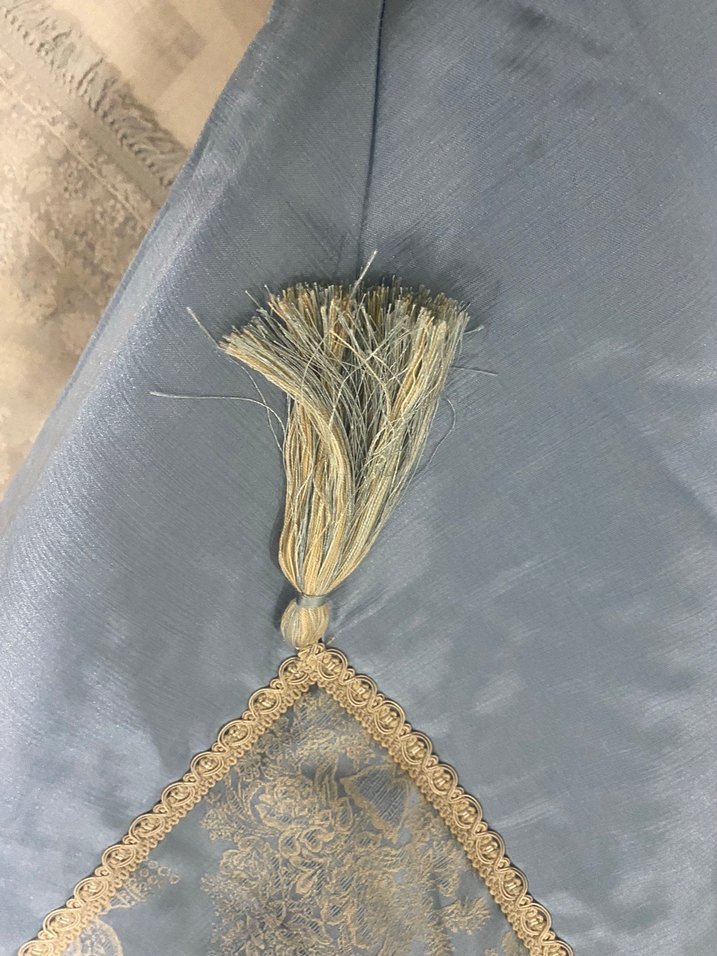 Nakışlı Mavi ve Gri Yatak Örtüsü - Görsel 2