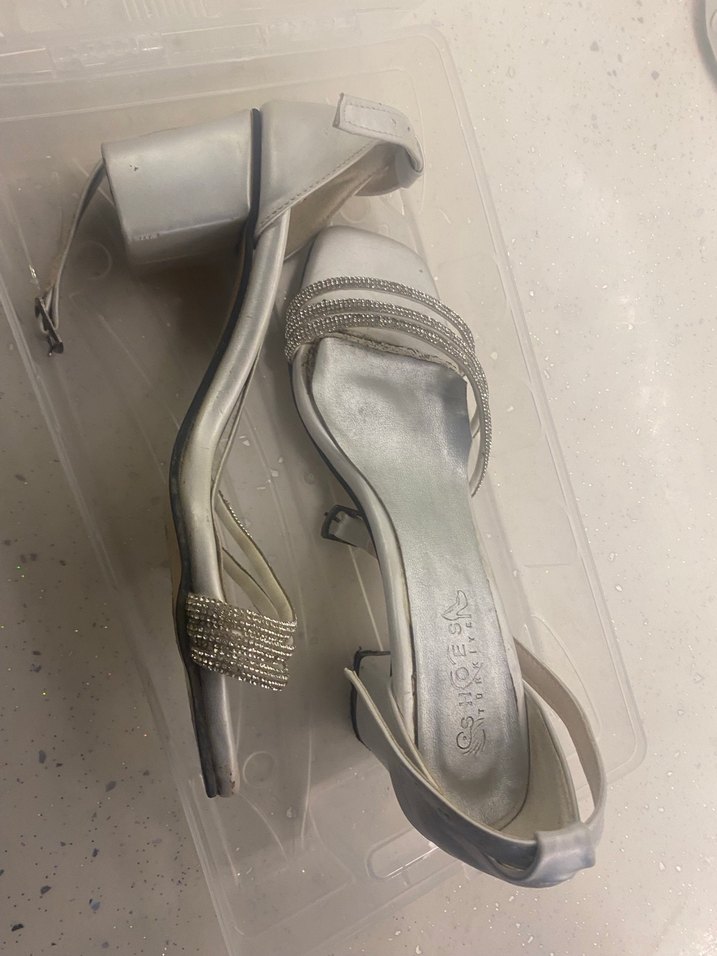 Beyaz Yılan Desenli Topuklu Kadın Ayakkabı - Görsel 2