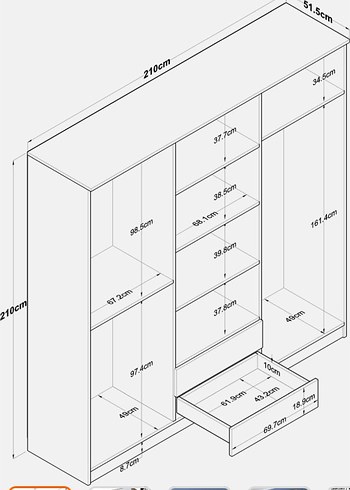 6 kapaklı gardrop - Görsel 4
