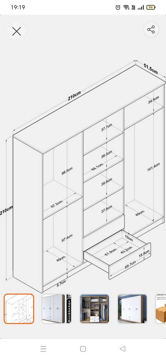 6 kapaklı gardrop - Görsel 4
