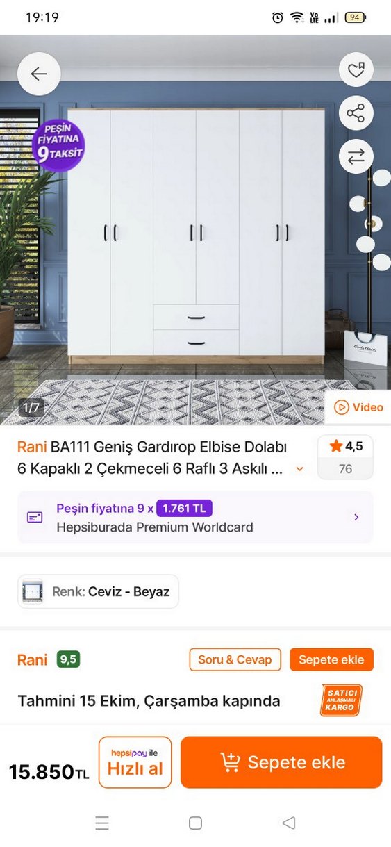 6 kapaklı gardrop - Görsel 5