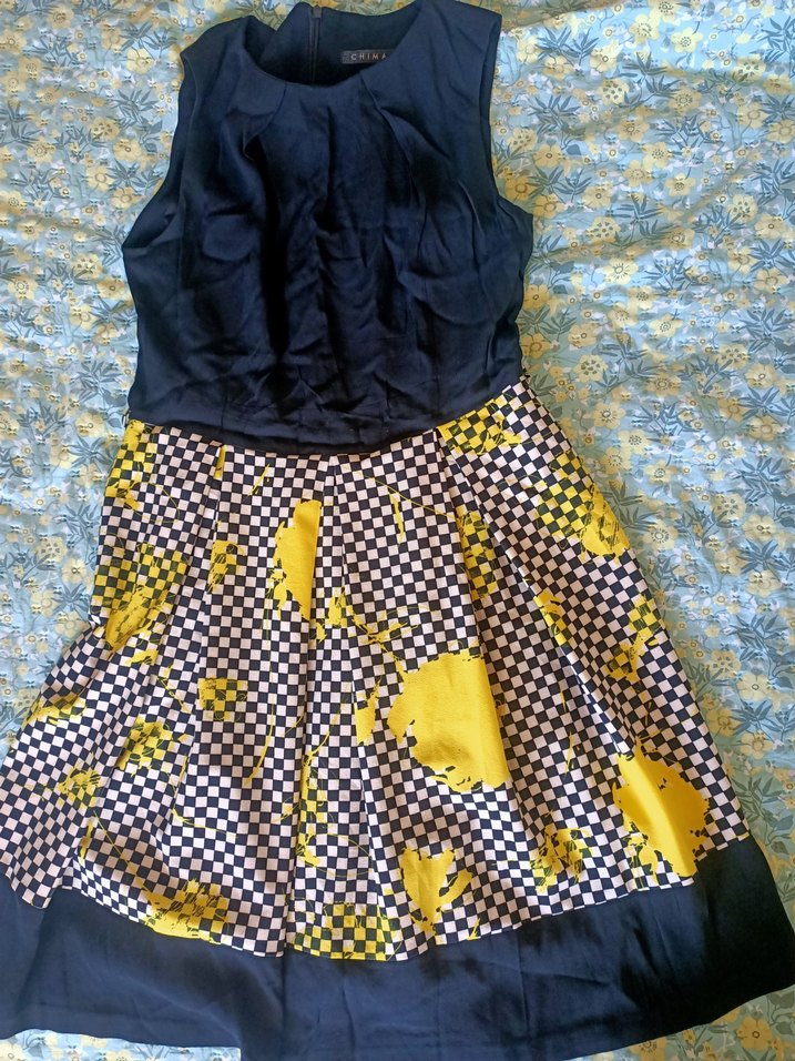 Sarı Desenli Midi Elbise - Görsel 2