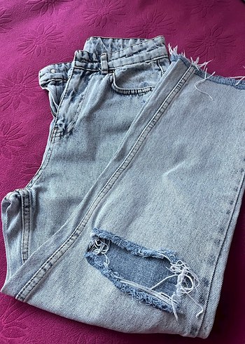 xs Beden Gri Bağcıklı Kadın Denim Pantolon