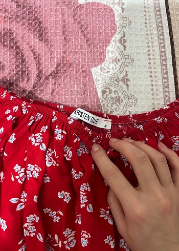 Kırmızı Mini Hamile Etek Volan Detaylı - Görsel 3