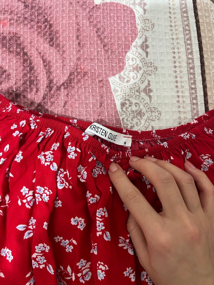 Kırmızı Mini Hamile Etek Volan Detaylı - Görsel 3