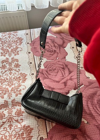 Siyah Yılan Desenli Punk Deri Kadın Çanta - Görsel 2