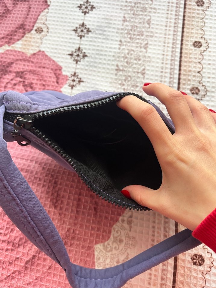 Mor Fermuarlı Kadın Omuz Çantası - Görsel 3