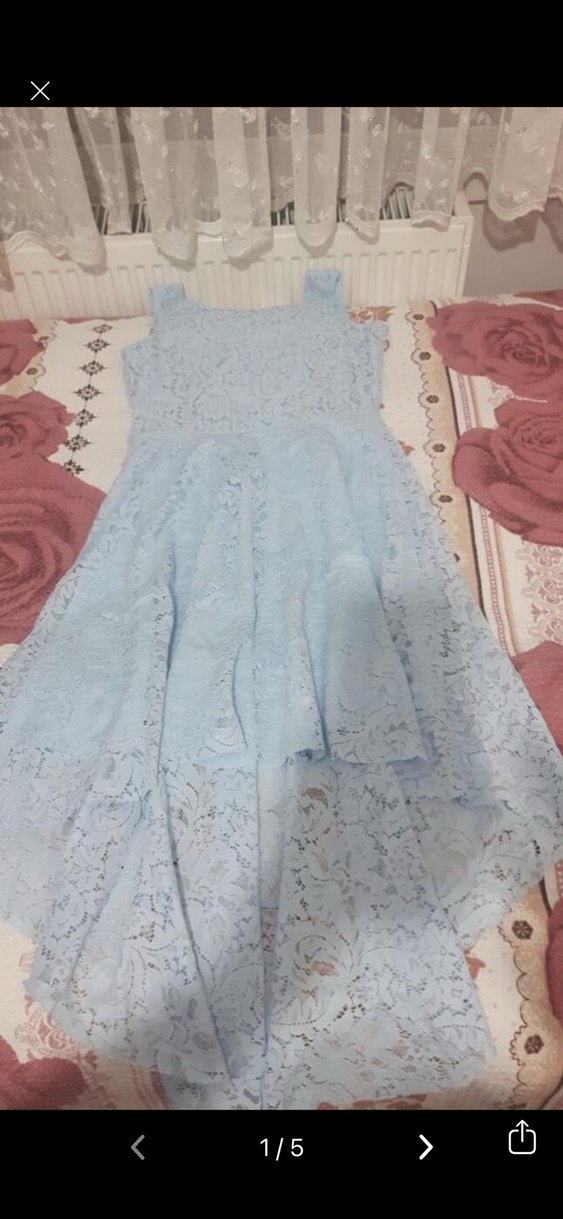 Mavi Dantel Mini Abiye Elbise - Görsel 2