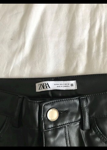 34 Beden Zara Siyah Deri Kadın Pantolon